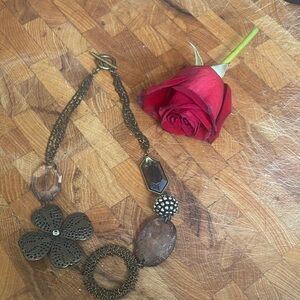 Women’s Bronze Floral Statement Necklace - Unbranded